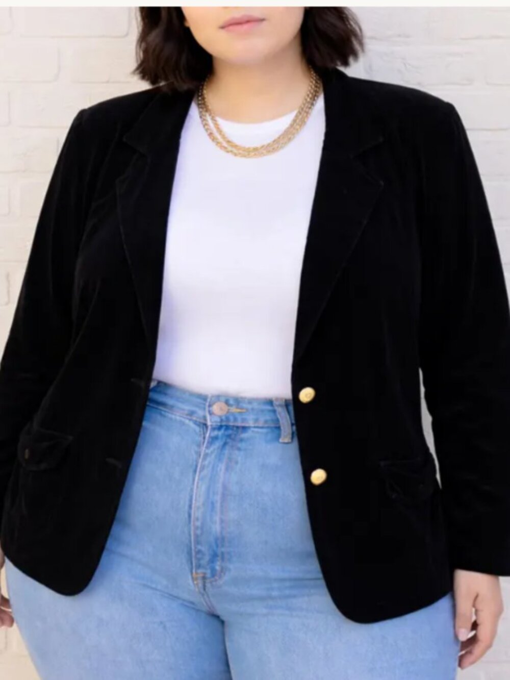 Black Velvet Blazer Dark Academia Whimsigoth 2 Button, Unlined, Pockets 3X